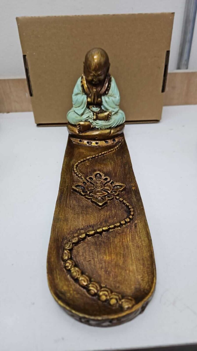 Porta incienso Buda 18k verde agua