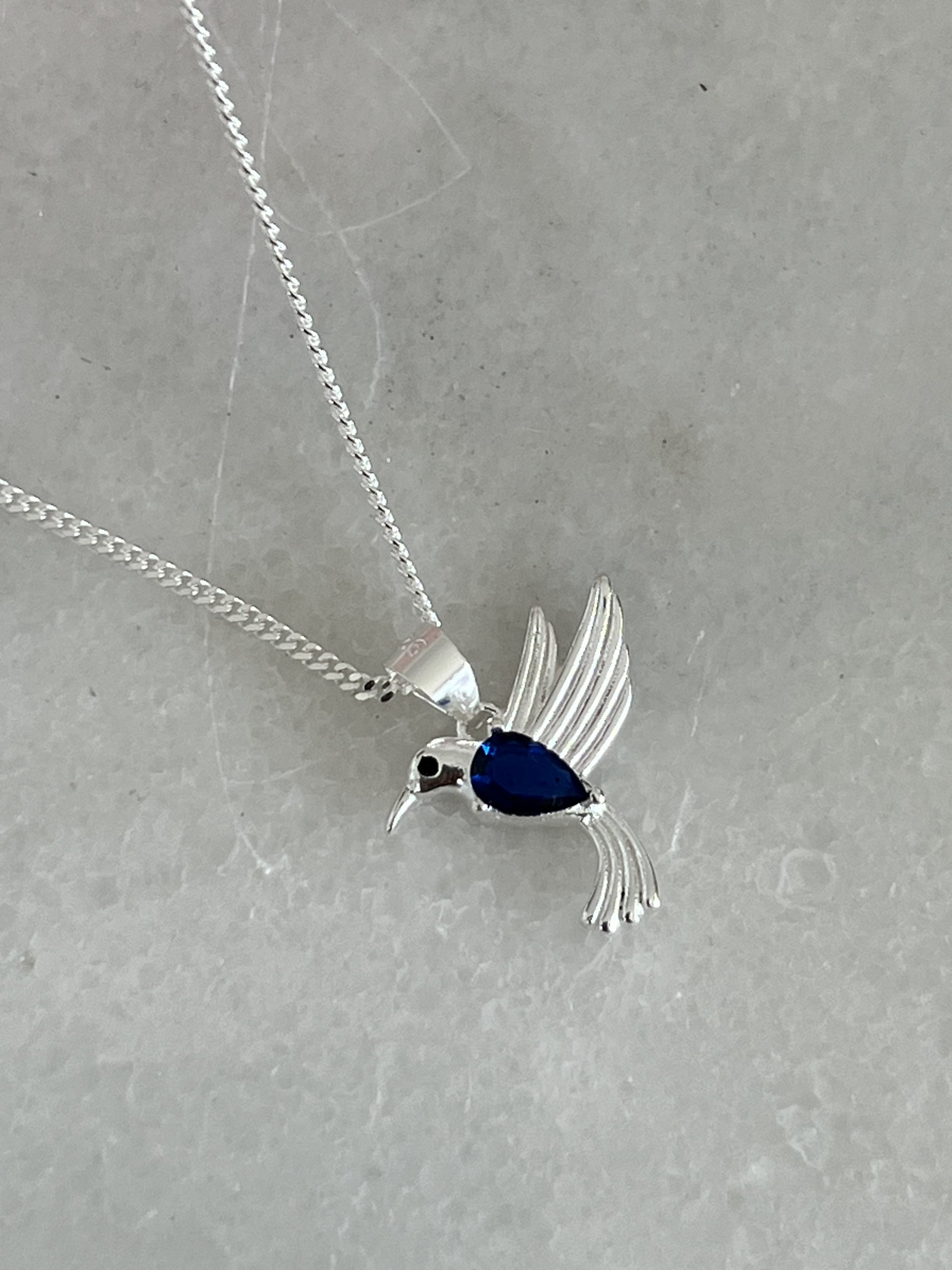 Colibrí Plata 925 con circón azul - Imagen 2