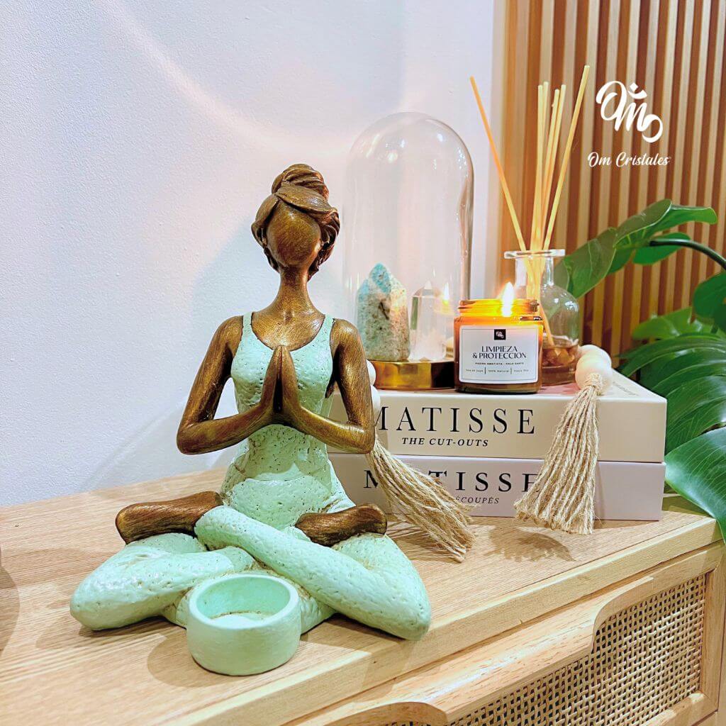 Yogui porta vela verde agua