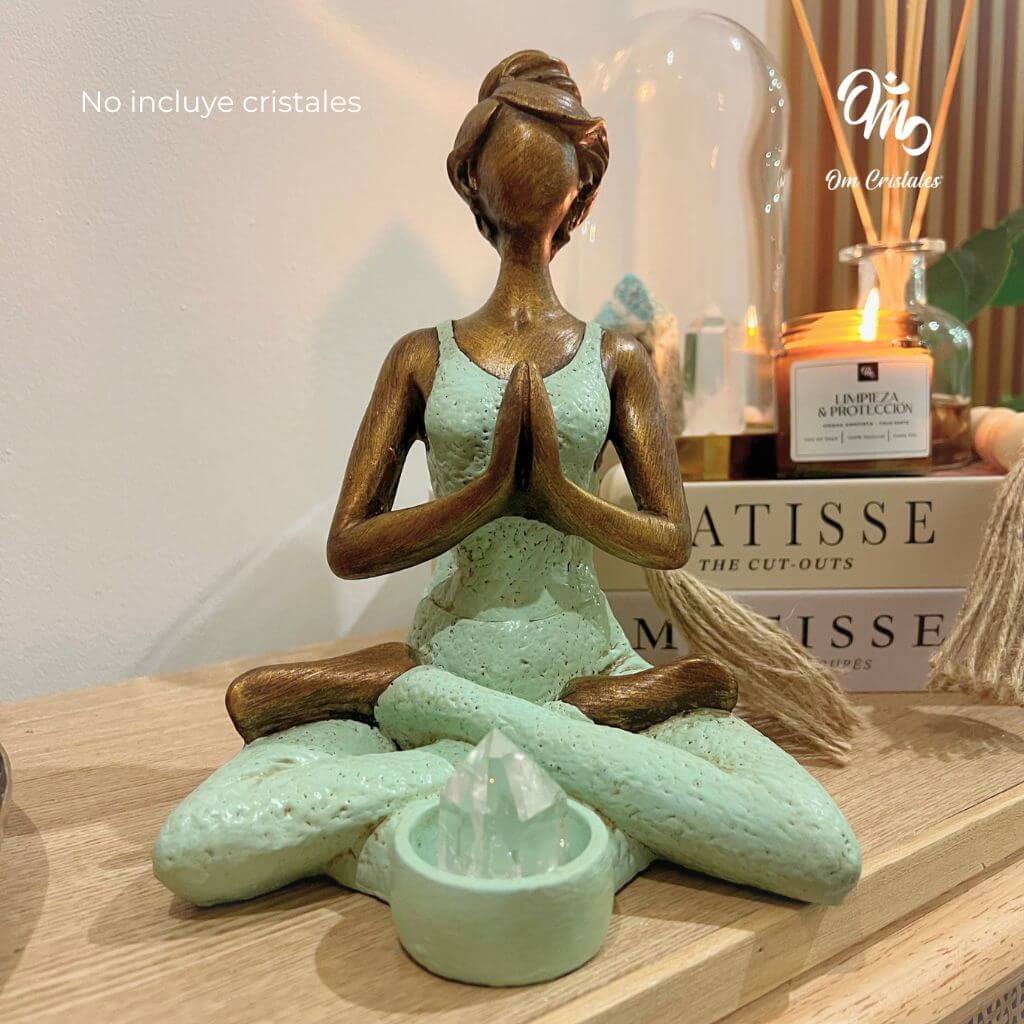 Yogui porta vela verde agua - Imagen 2