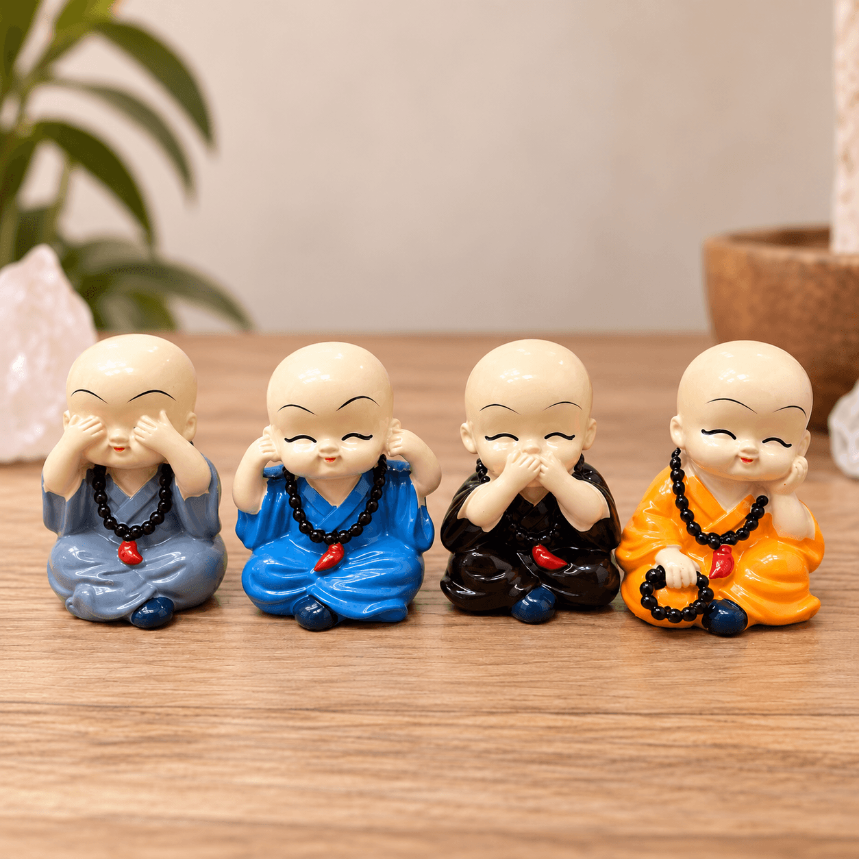 Set 4 Monjes Sabios | No Ver, No Oír, No Hablar, No Pensar