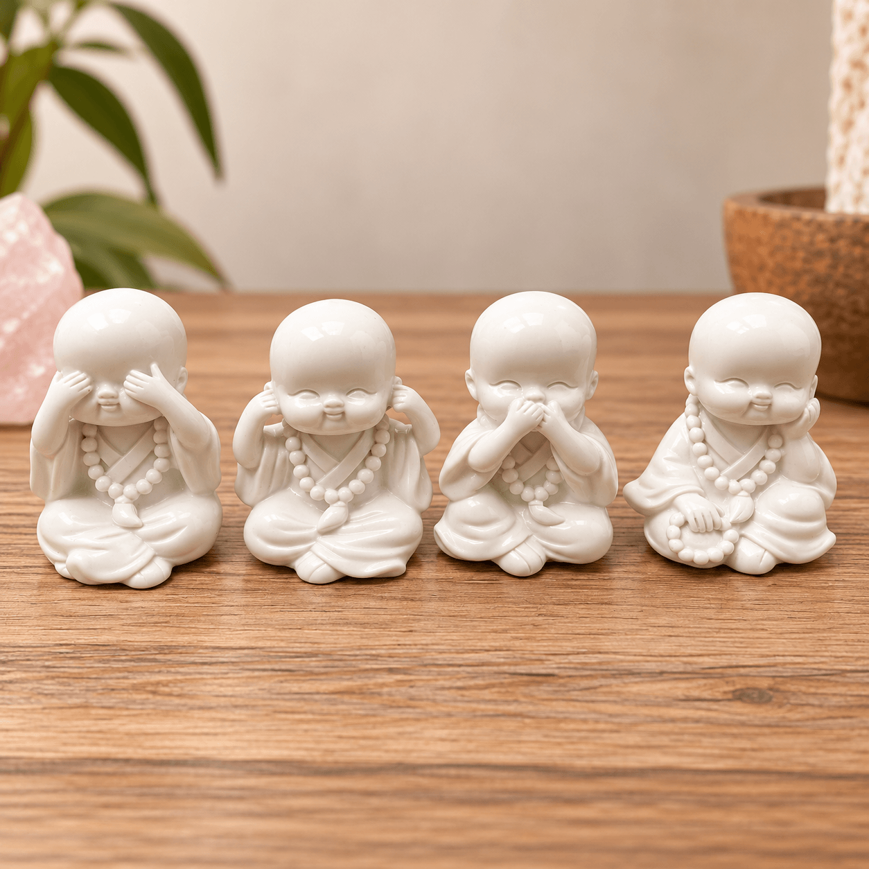 Set 4 Monjes Sabios | No Ver, No Oír, No Hablar, No Pensar - Imagen 2